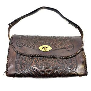 Large Vintage Hand Tooled Leather Satchel / Purse True VTG Joo Kay